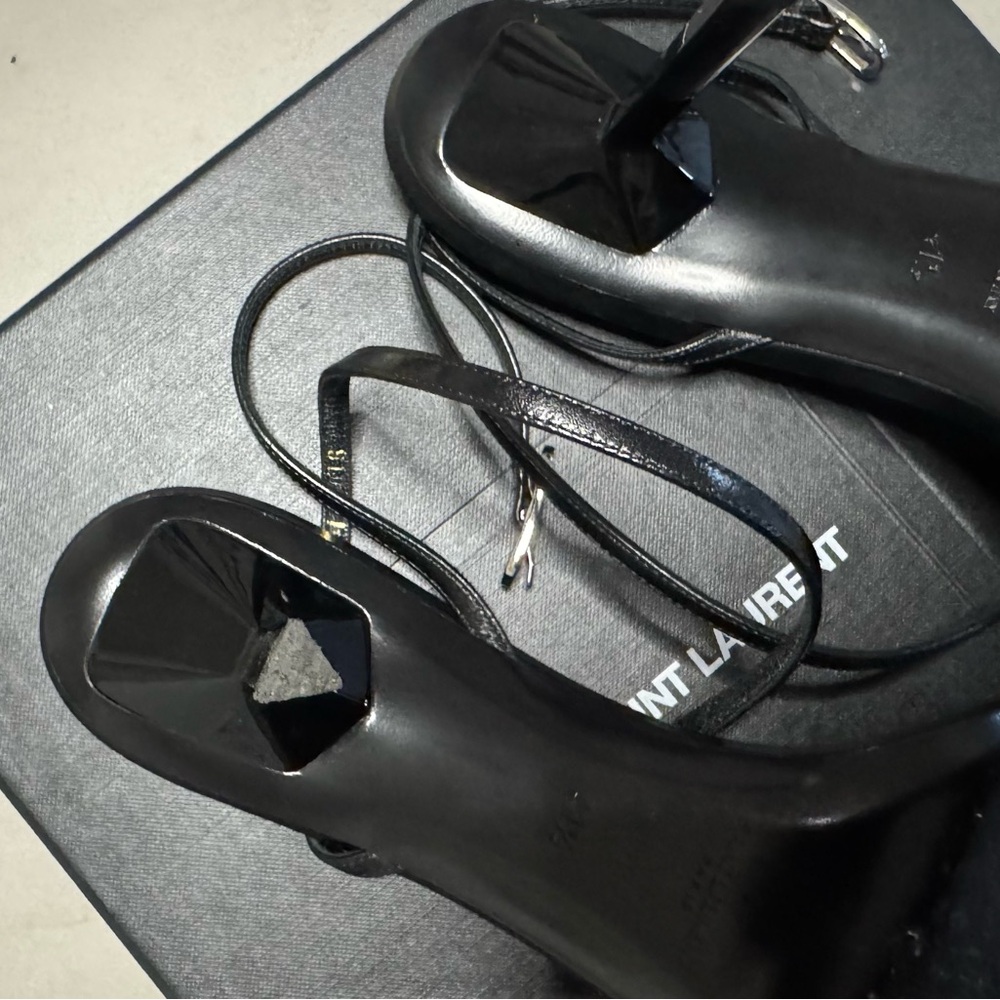 Saint Laurent Sleek Black Ankle Strap Heels - Picture 3 of 4